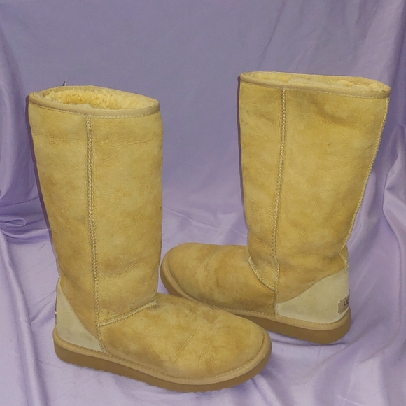 EUC UGG CLASSIC TALL TAN BOOTS * SIZE 8W * UGG BOOTS * FOLDABLE * KNEE HIGH - Picture 10 of 12